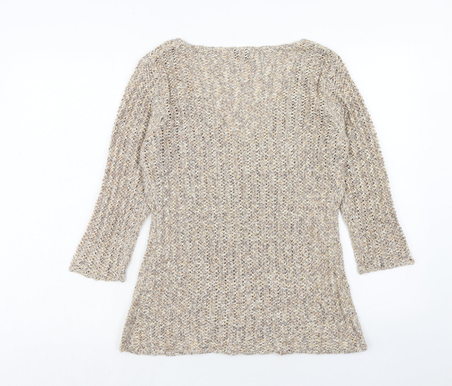 Kaliko Womens Brown V-Neck Acrylic Pullover Jumper Size 14
