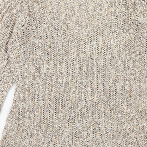 Kaliko Womens Brown V-Neck Acrylic Pullover Jumper Size 14