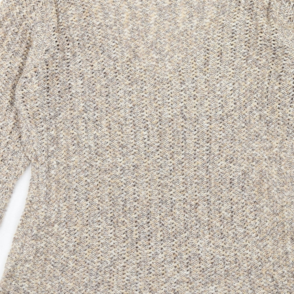 Kaliko Womens Brown V-Neck Acrylic Pullover Jumper Size 14