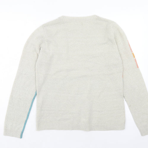 Brakeburn Womens Multicoloured Round Neck Geometric Polyester Pullover Jumper Size 12