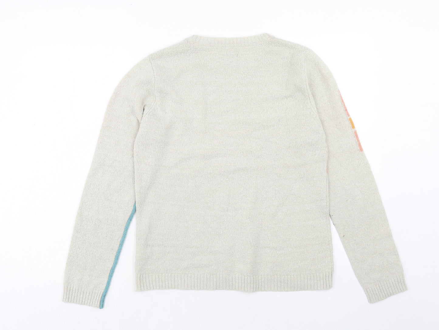 Brakeburn Womens Multicoloured Round Neck Geometric Polyester Pullover Jumper Size 12