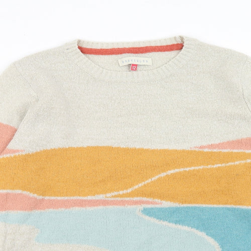 Brakeburn Womens Multicoloured Round Neck Geometric Polyester Pullover Jumper Size 12