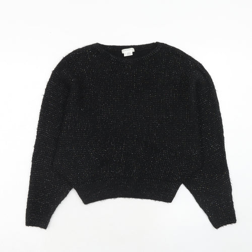 Cooperative Womens Black Round Neck Acrylic Pullover Jumper Size S