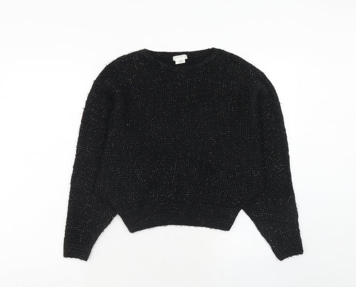 Cooperative Womens Black Round Neck Acrylic Pullover Jumper Size S