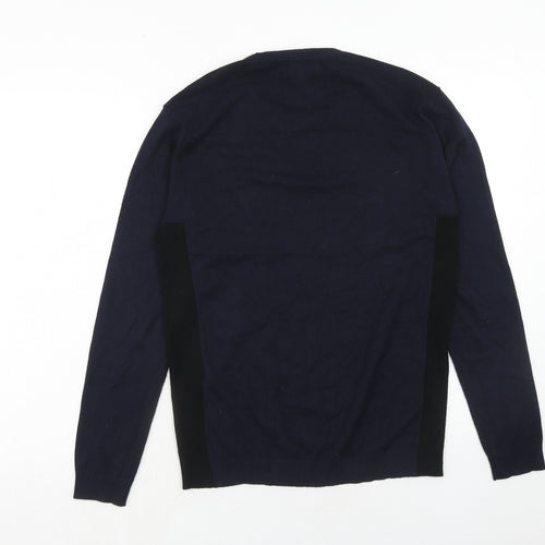 River Island Mens Blue Round Neck Polyester Pullover Jumper Size S Long Sleeve