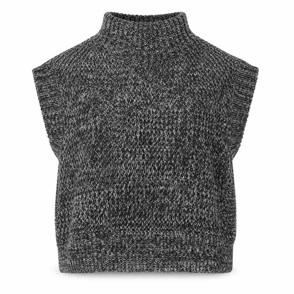 Front view of BHS women’s grey high neck acrylic jumper, size M
