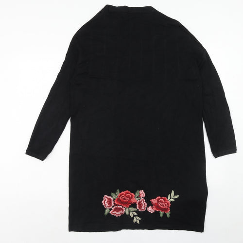 New Look Womens Black V-Neck Viscose Cardigan Jumper Size S - Flower