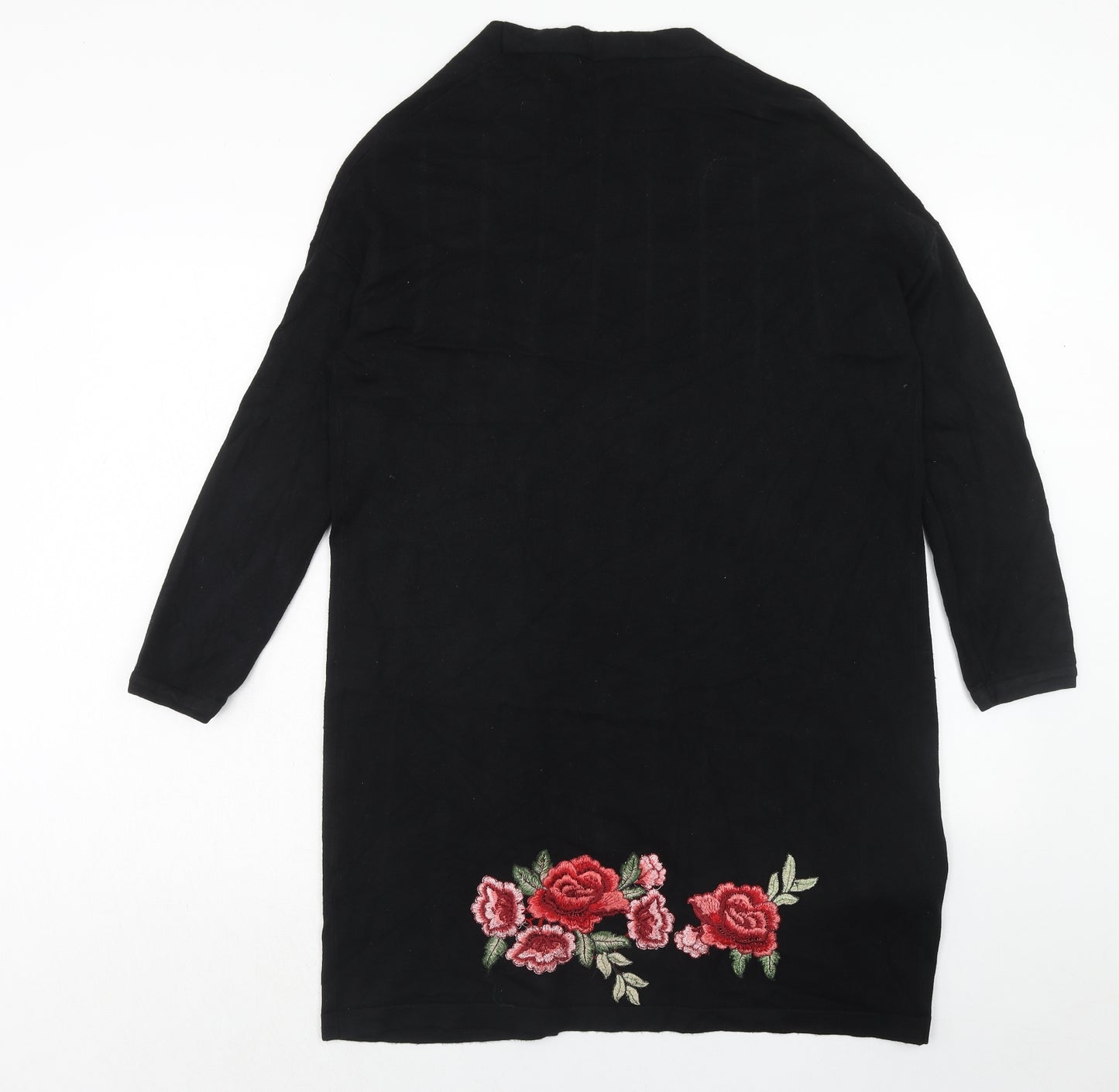 New Look Womens Black V-Neck Viscose Cardigan Jumper Size S - Flower