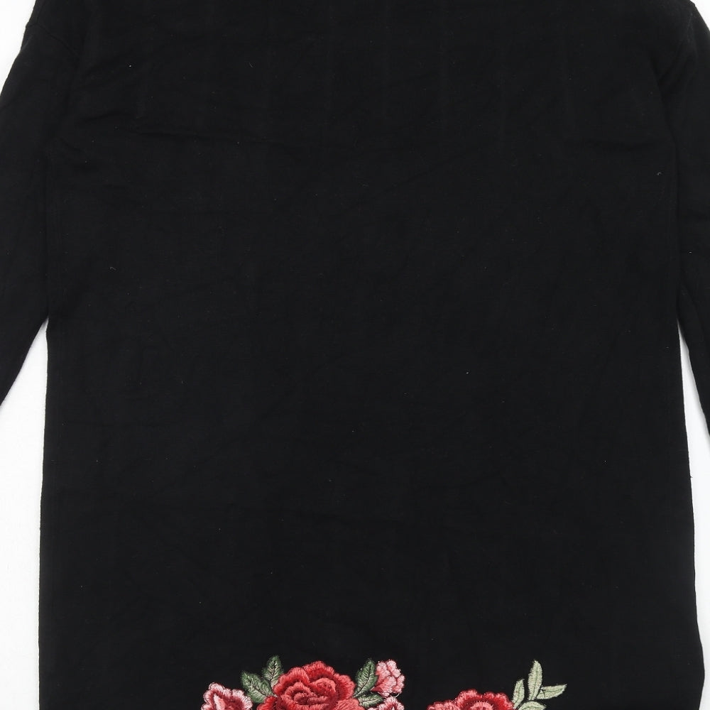 New Look Womens Black V-Neck Viscose Cardigan Jumper Size S - Flower