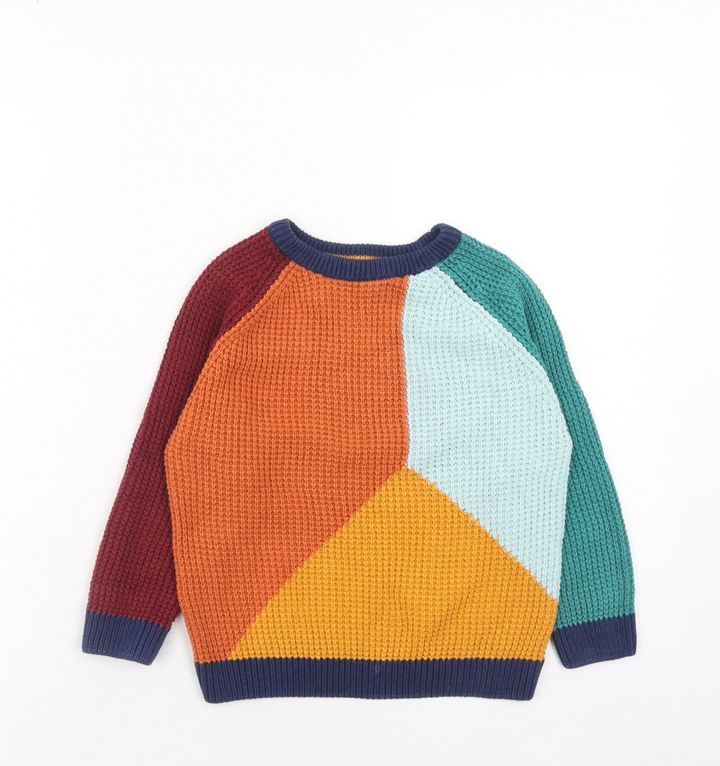 NEXT Boys Multicoloured Round Neck Colourblock Cotton Pullover Jumper Size 4-5 Years Pullover