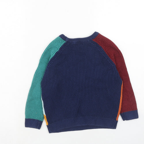 NEXT Boys Multicoloured Round Neck Colourblock Cotton Pullover Jumper Size 4-5 Years Pullover