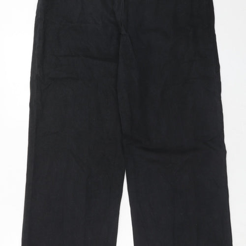 NEXT Womens Black Cotton Wide-Leg Jeans Size 12 Regular Zip