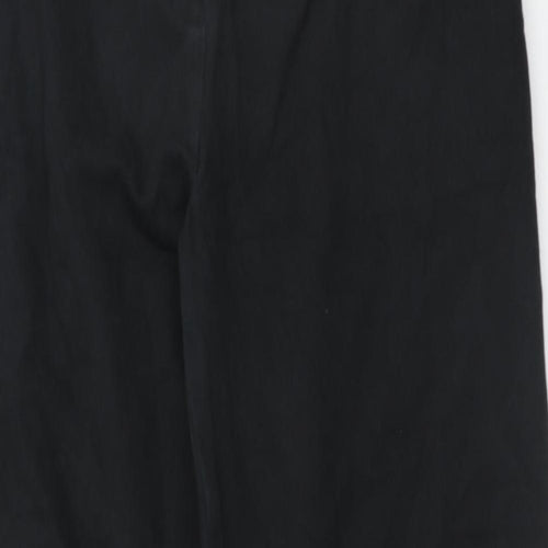 NEXT Womens Black Cotton Wide-Leg Jeans Size 12 Regular Zip