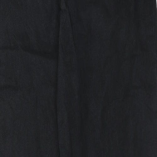 NEXT Womens Black Cotton Wide-Leg Jeans Size 12 Regular Zip