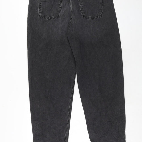 Marks and Spencer Womens Black Cotton Mom Jeans Size 16 Regular Zip