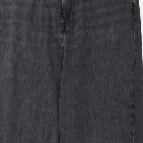 Marks and Spencer Womens Black Cotton Mom Jeans Size 16 Regular Zip