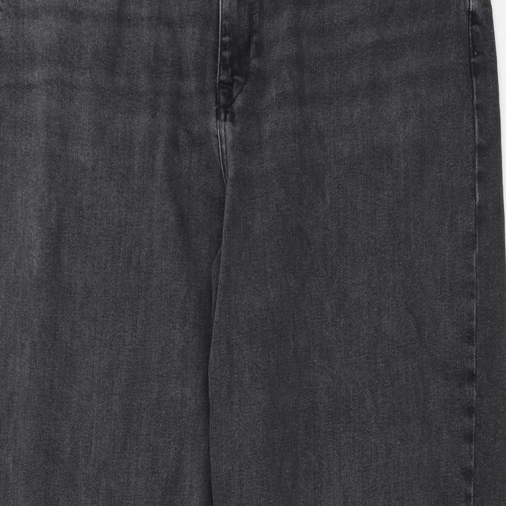 Marks and Spencer Womens Black Cotton Mom Jeans Size 16 Regular Zip