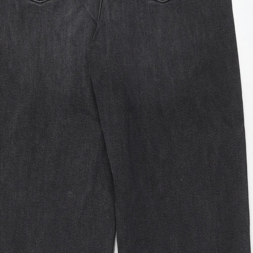 Marks and Spencer Womens Black Cotton Mom Jeans Size 16 Regular Zip