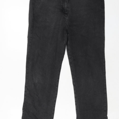 Bonmarché Womens Black Cotton Straight Jeans Size 12 Regular Zip