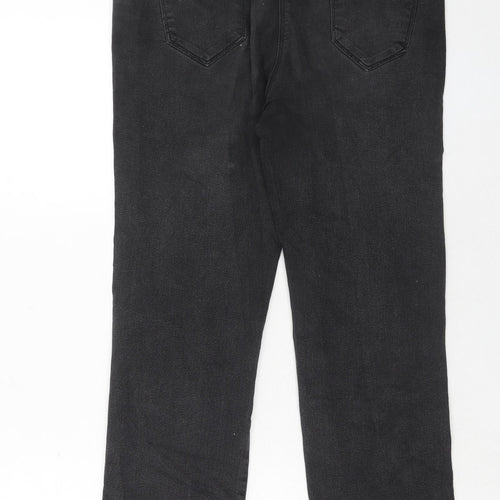 Bonmarché Womens Black Cotton Straight Jeans Size 12 Regular Zip