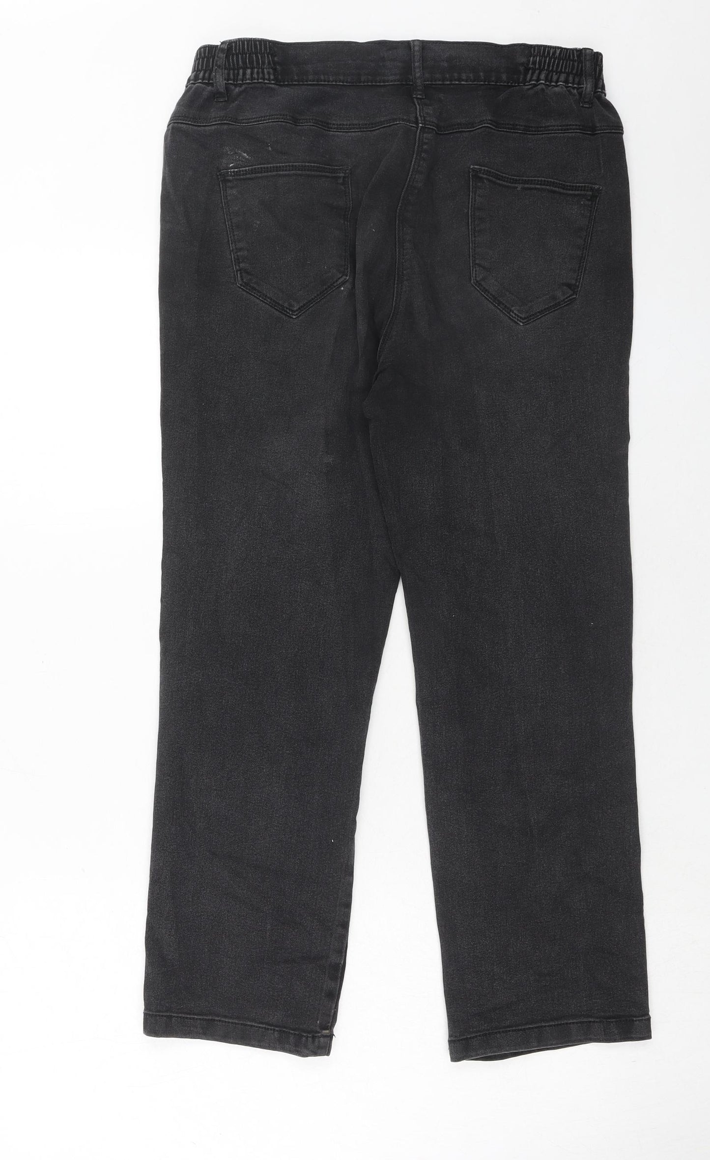 Bonmarché Womens Black Cotton Straight Jeans Size 12 Regular Zip