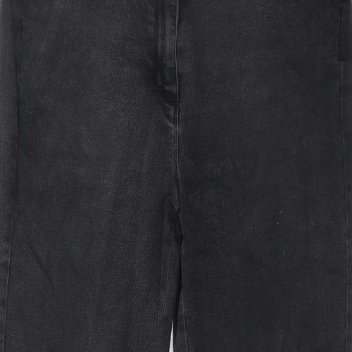 Bonmarché Womens Black Cotton Straight Jeans Size 12 Regular Zip
