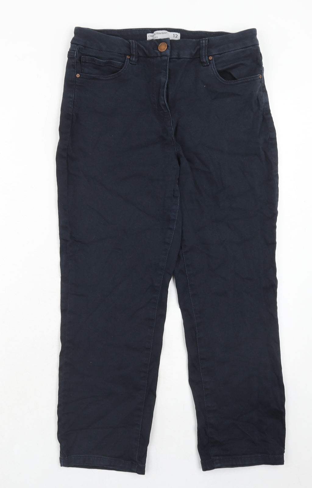 NEXT Womens Blue Cotton Straight Jeans Size 12 Regular Zip