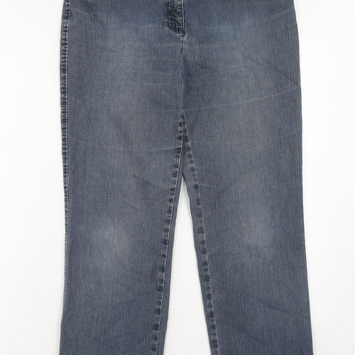 BRAX Womens Grey Cotton Straight Jeans Size 14 Regular Zip