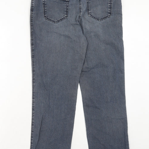 BRAX Womens Grey Cotton Straight Jeans Size 14 Regular Zip