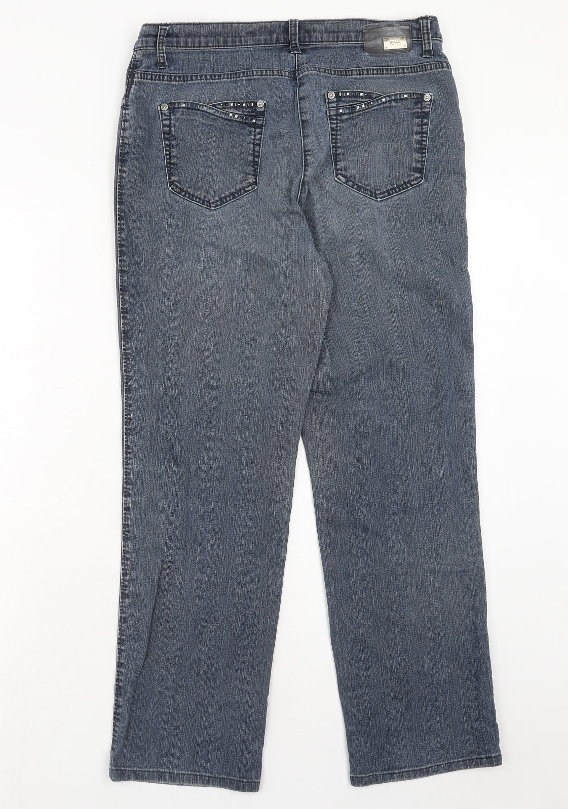 BRAX Womens Grey Cotton Straight Jeans Size 14 Regular Zip