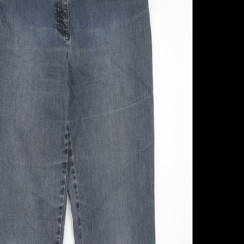 BRAX Womens Grey Cotton Straight Jeans Size 14 Regular Zip