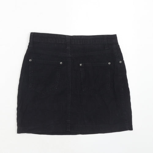 Boohoo Womens Black Cotton A-Line Skirt Size 6 Zip