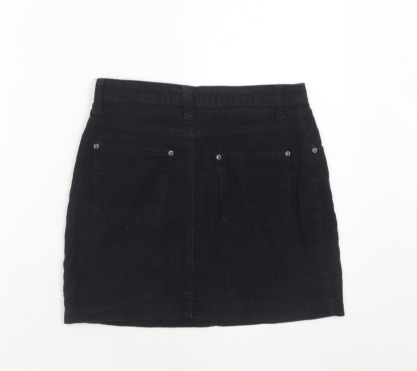 Boohoo Womens Black Cotton A-Line Skirt Size 6 Zip