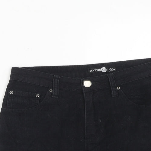 Boohoo Womens Black Cotton A-Line Skirt Size 6 Zip