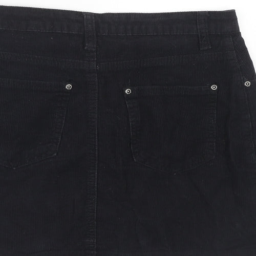 Boohoo Womens Black Cotton A-Line Skirt Size 6 Zip
