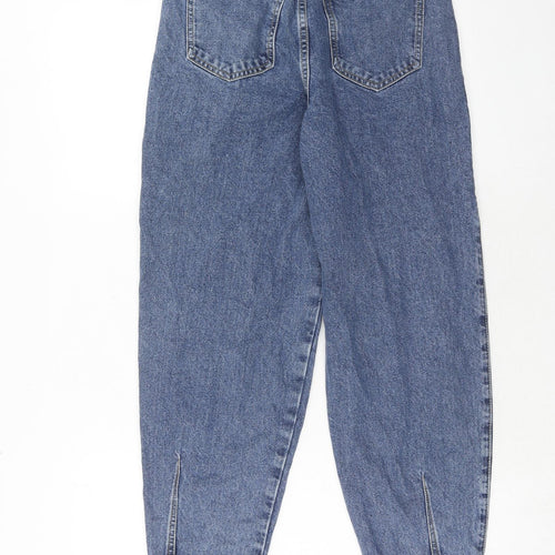 New Look Womens Blue Cotton Mom Jeans Size 8 Regular Zip