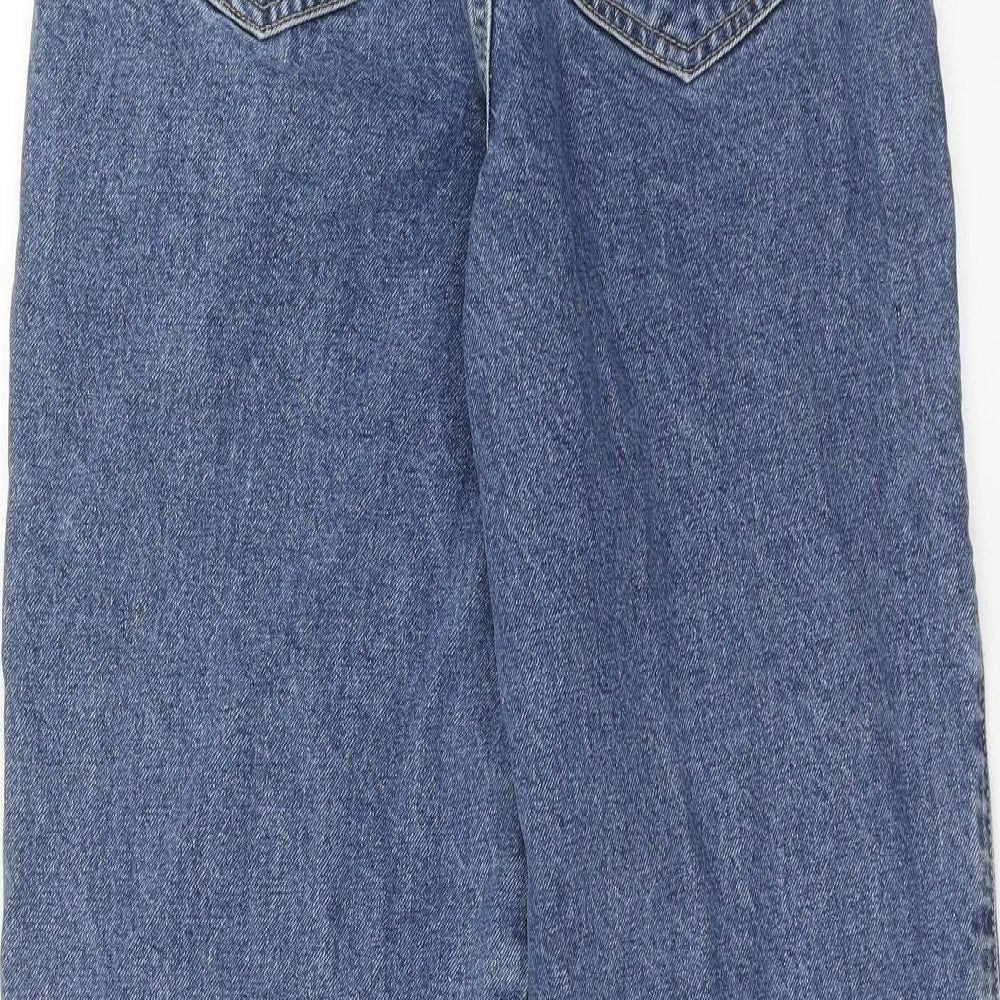 New Look Womens Blue Cotton Mom Jeans Size 8 Regular Zip
