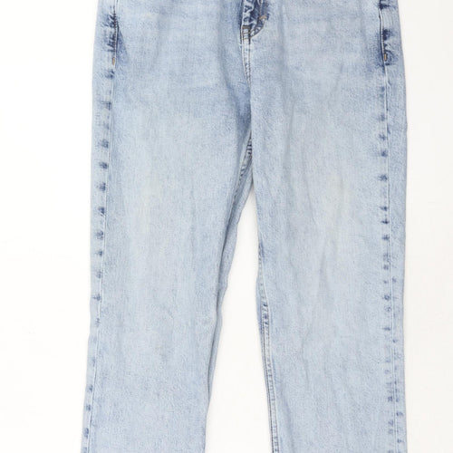 Topshop Womens Blue Cotton Straight Jeans Size 28 in Regular Zip