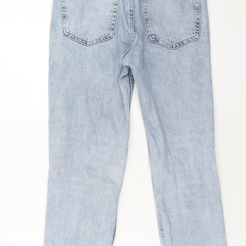 Topshop Womens Blue Cotton Straight Jeans Size 28 in Regular Zip