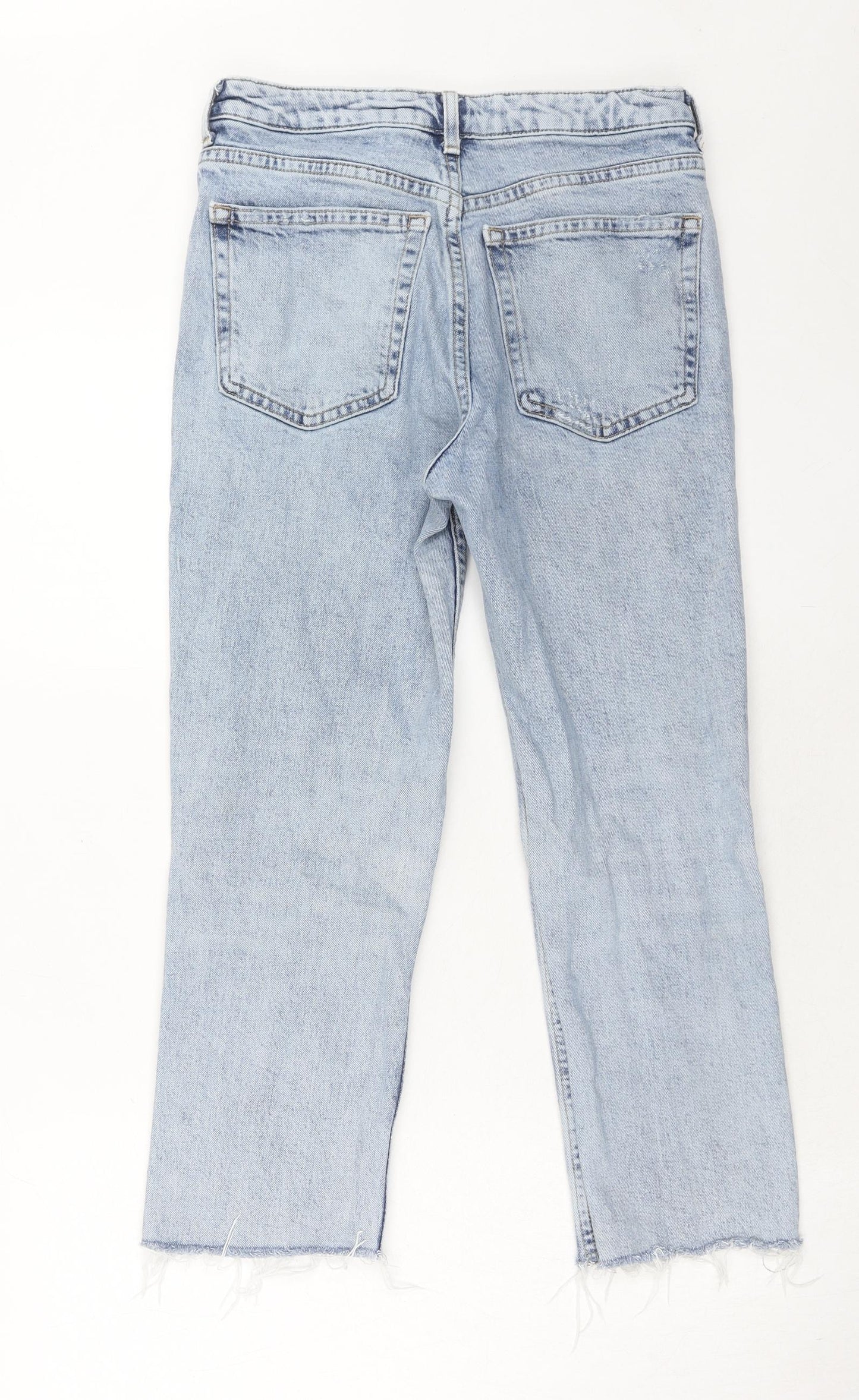 Topshop Womens Blue Cotton Straight Jeans Size 28 in Regular Zip