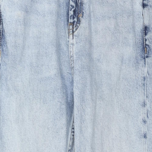 Topshop Womens Blue Cotton Straight Jeans Size 28 in Regular Zip