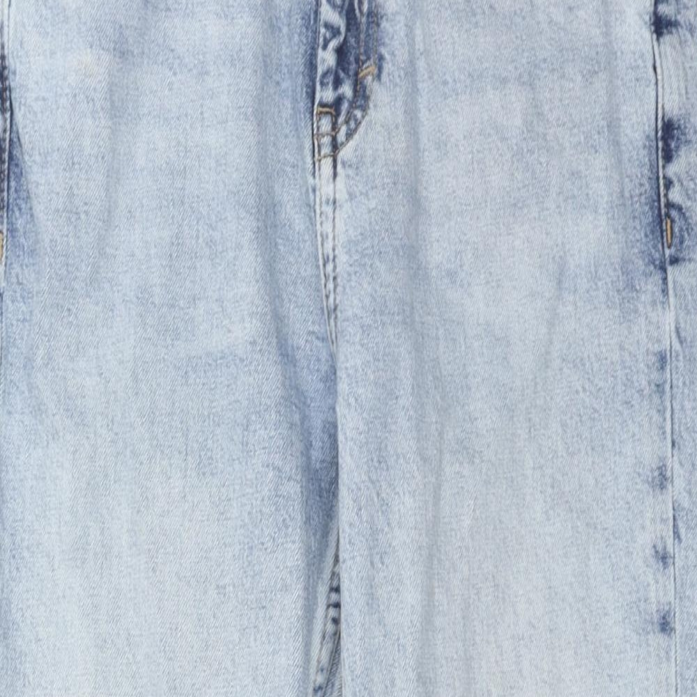 Topshop Womens Blue Cotton Straight Jeans Size 28 in Regular Zip