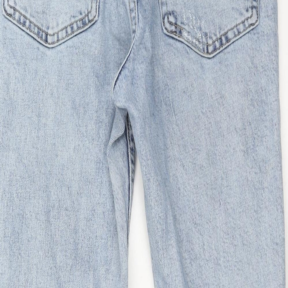 Topshop Womens Blue Cotton Straight Jeans Size 28 in Regular Zip