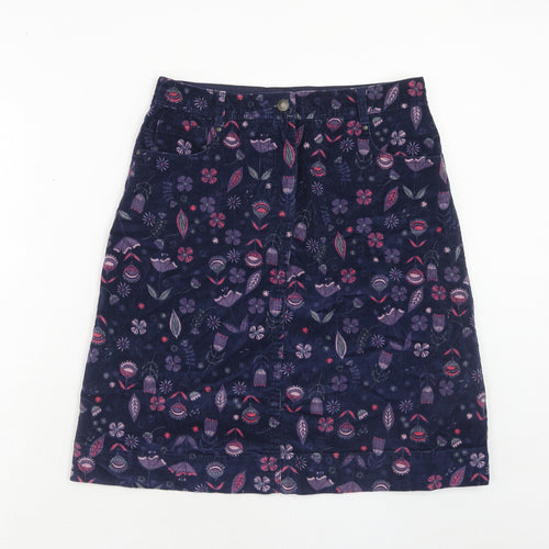 Debenhams Womens Multicoloured Geometric Cotton A-Line Skirt Size 12 Zip
