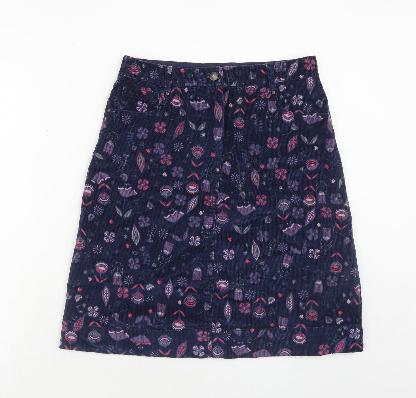 Debenhams Womens Multicoloured Geometric Cotton A-Line Skirt Size 12 Zip