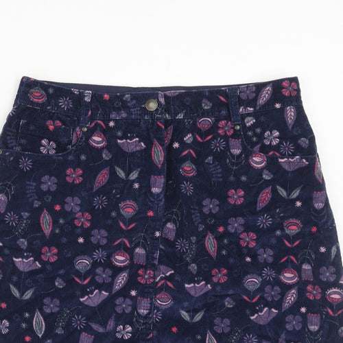 Debenhams Womens Multicoloured Geometric Cotton A-Line Skirt Size 12 Zip