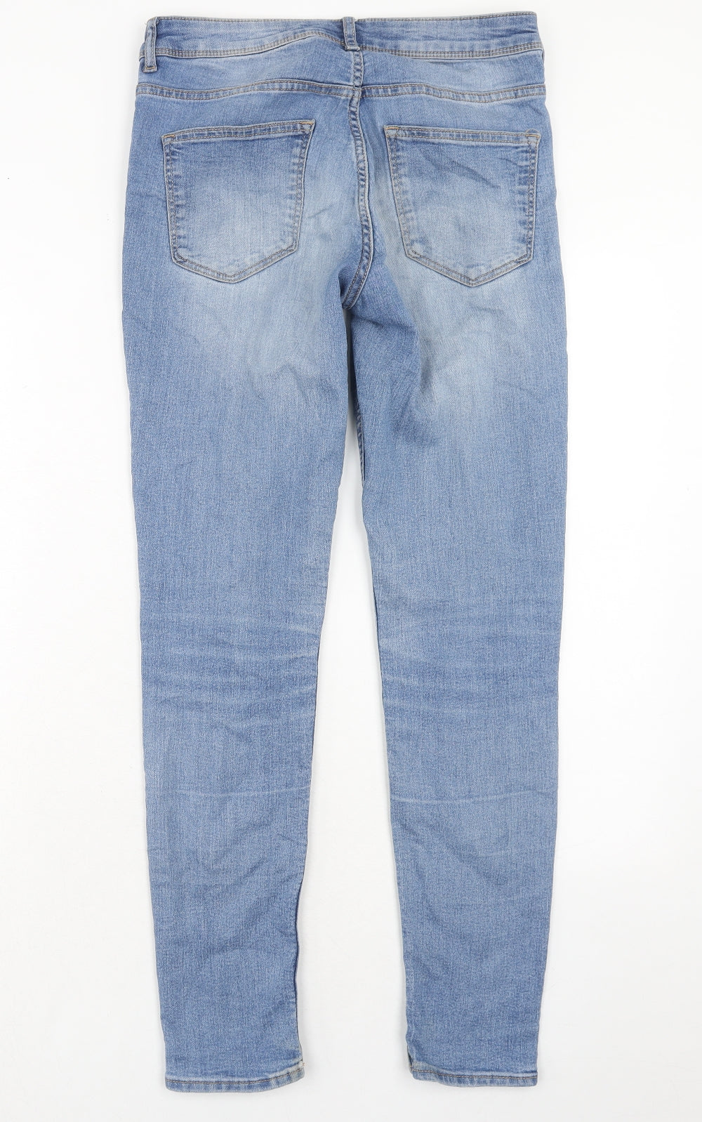 H&M Womens Blue Cotton Skinny Jeans Size 10 Regular Zip