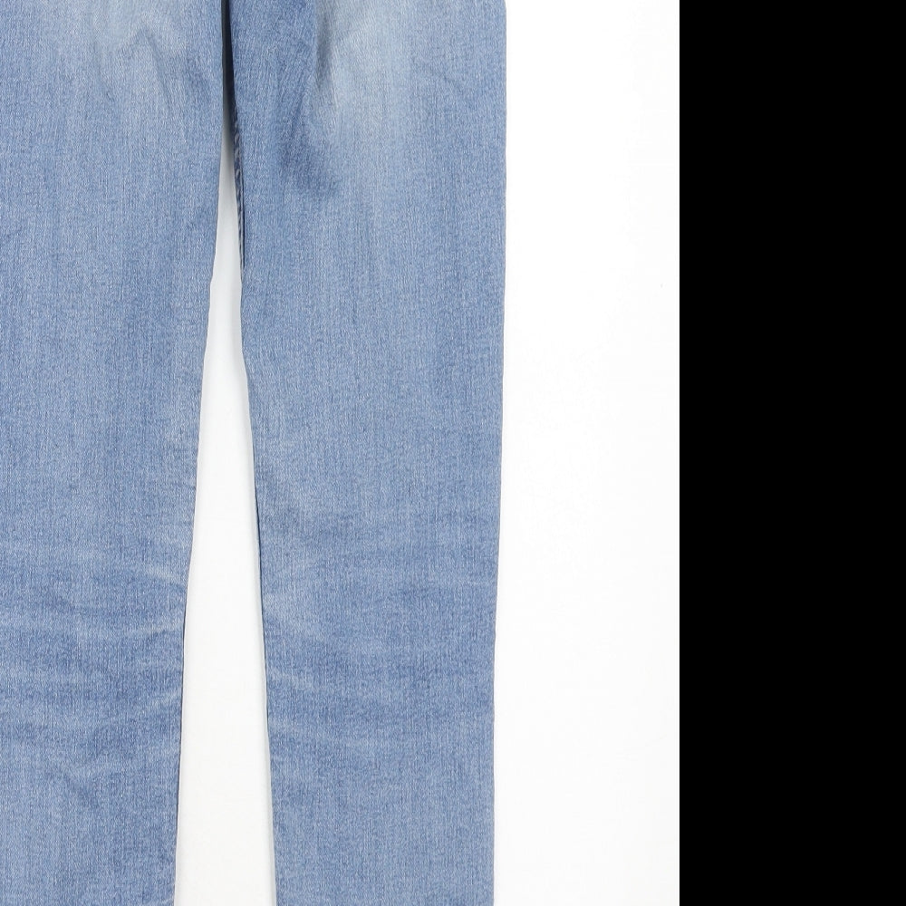 H&M Womens Blue Cotton Skinny Jeans Size 10 Regular Zip