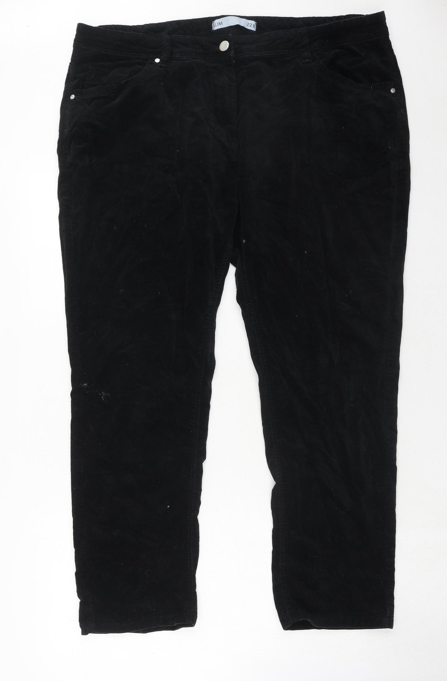 Anthology Womens Black Cotton Trousers Size 22 Slim Zip