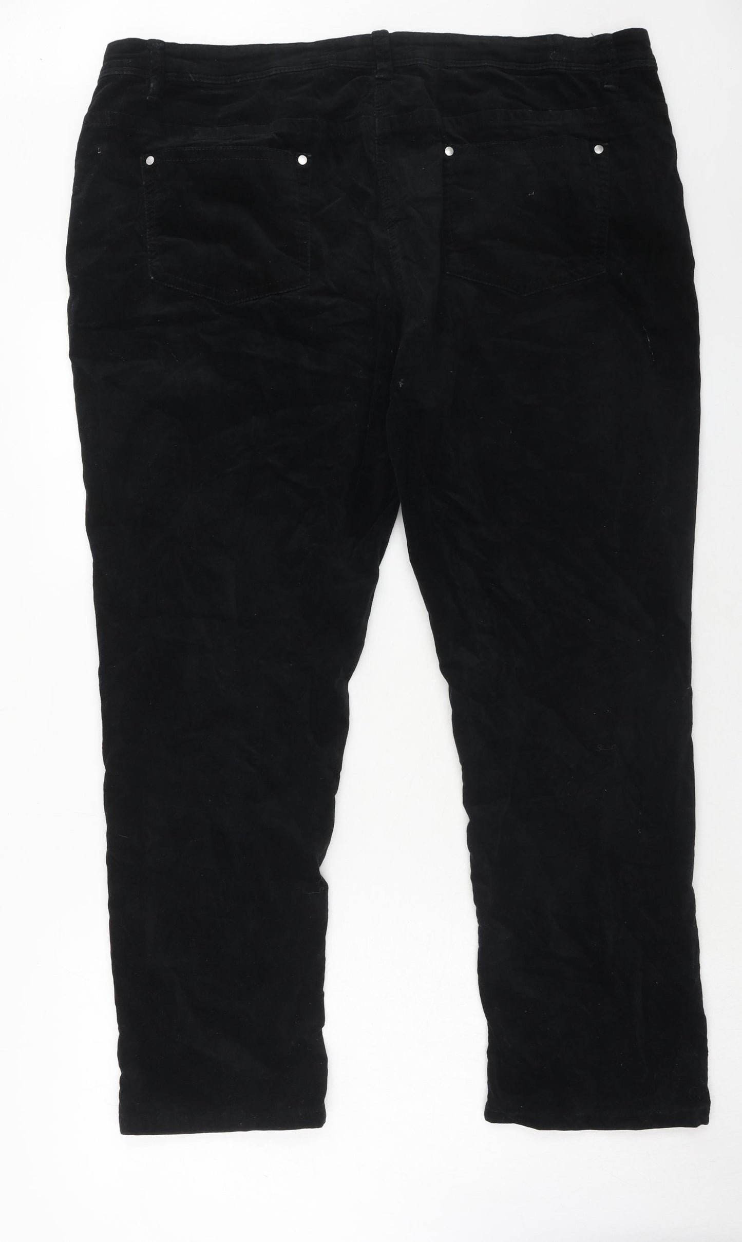 Anthology Womens Black Cotton Trousers Size 22 Slim Zip